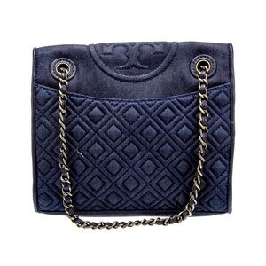 Tory Burch Chain-Link Denim Shoulder Bag